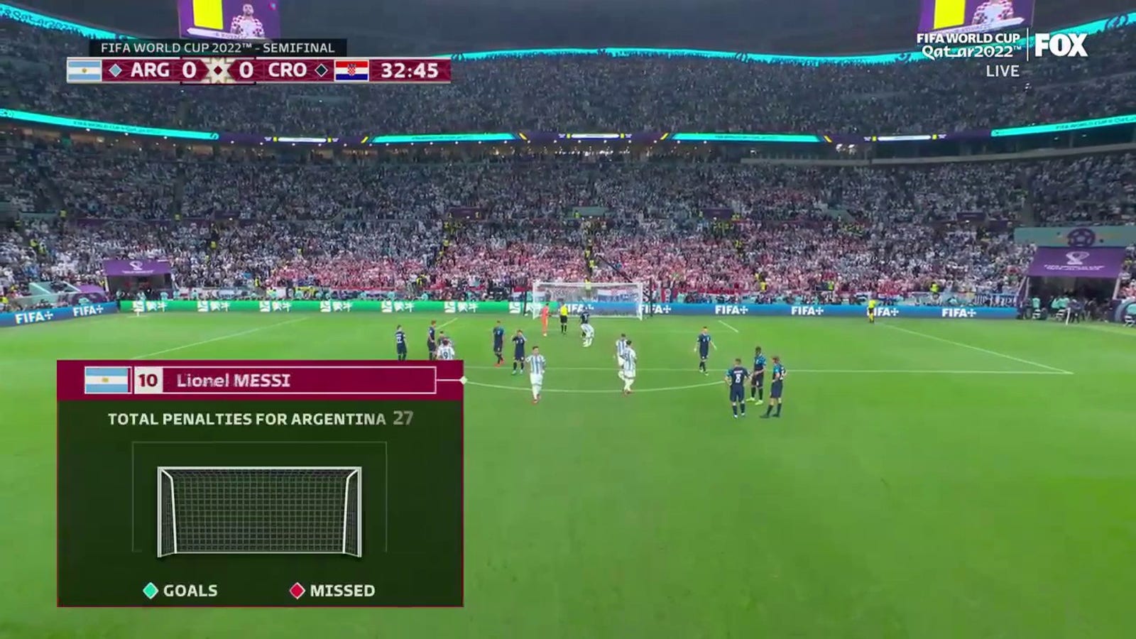 Argentina's Lionel Messi scores goal vs. Croatia in 32'