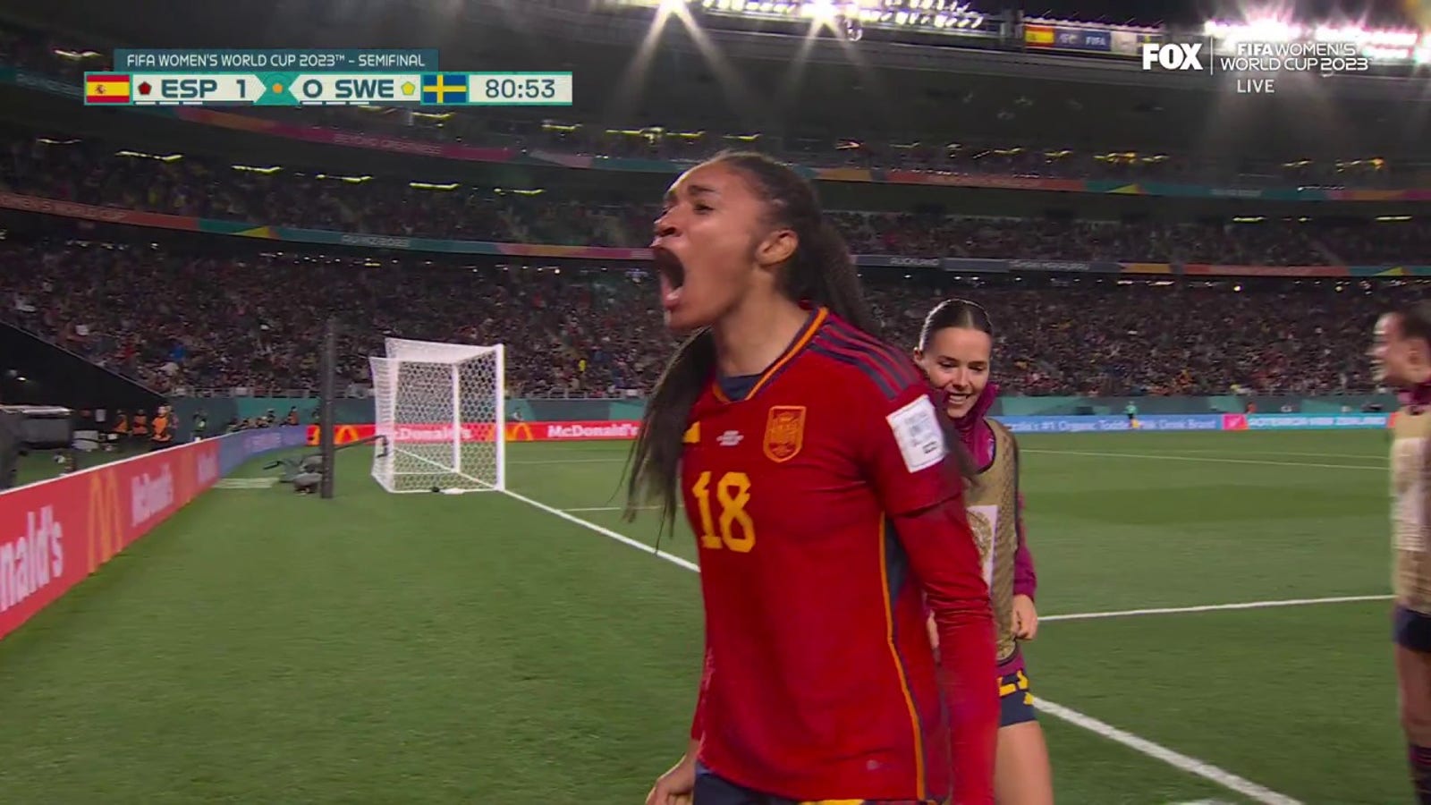 Spain's Salma Paralluelo opens the scoring in 81st minute
