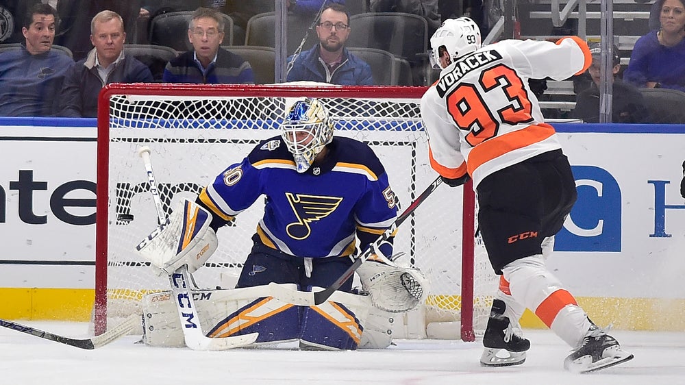 Blues' nine-game home winning streak snapped with 4-3 overtime loss to Flyers