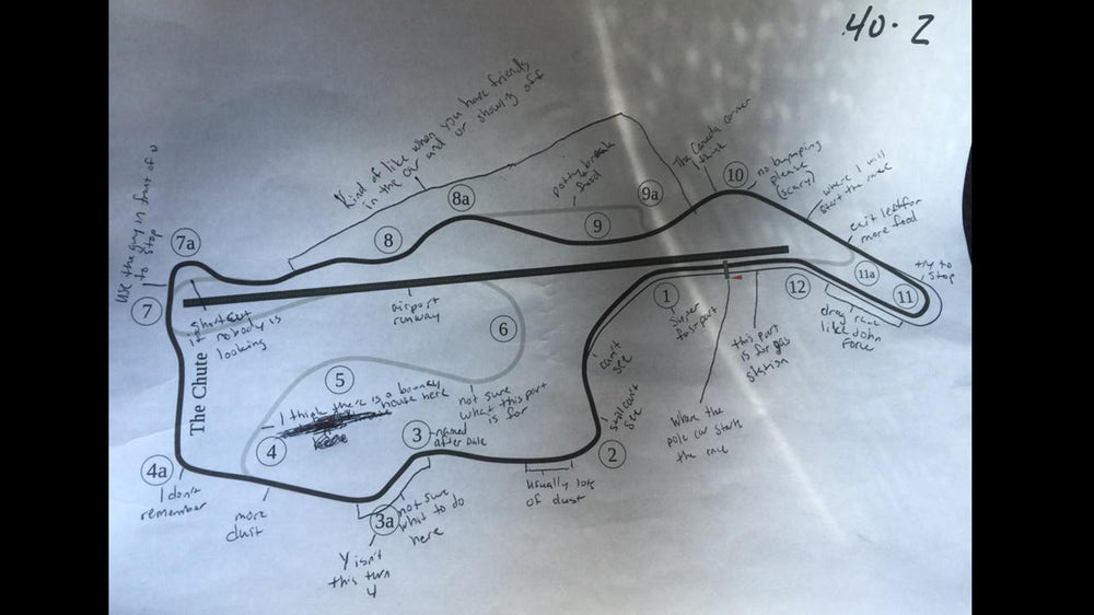 Landon Cassill draws hilarious track map of Sonoma Raceway