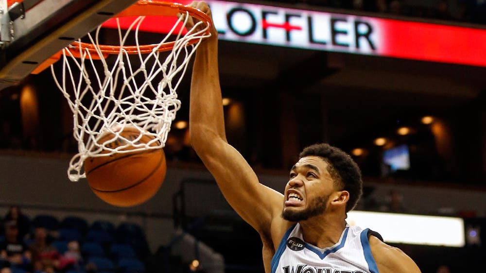Watch Karl-Anthony Towns dunk on two Nuggets on this ridiculous putback