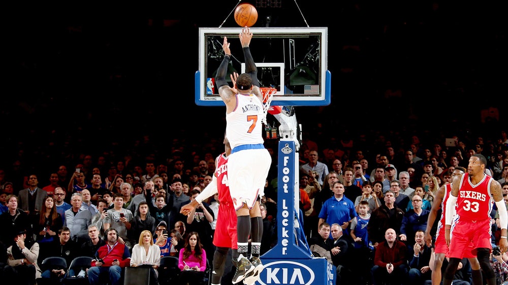 'Melo, Covington exchange clutch 3s as Knicks hold off Sixers