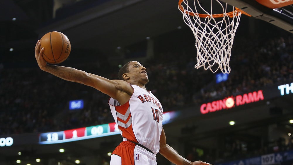 WATCH: DeMar DeRozan drops the hammer on fast break