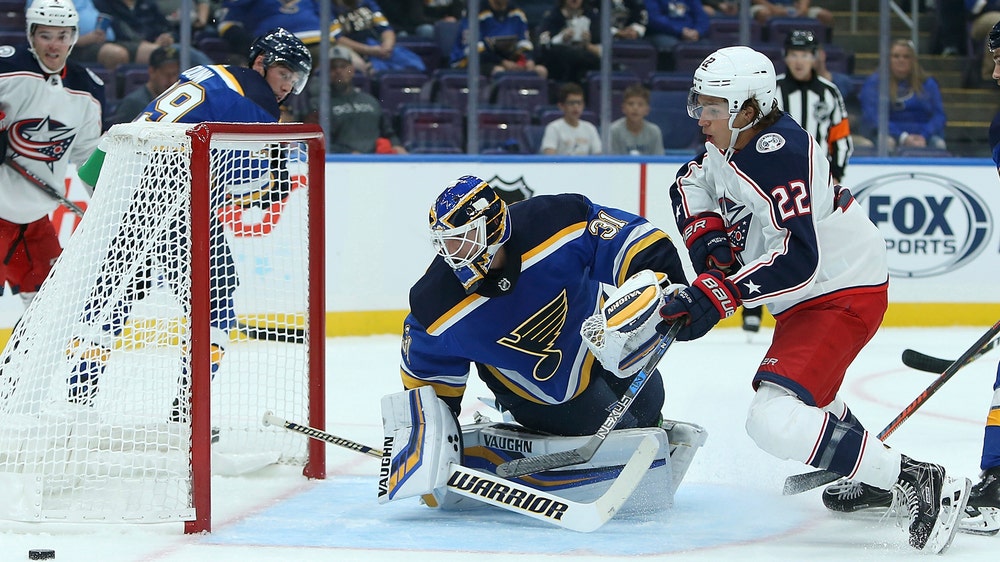 Johnson makes 20 saves in Blues' 3-0 preseason win over Blue Jackets