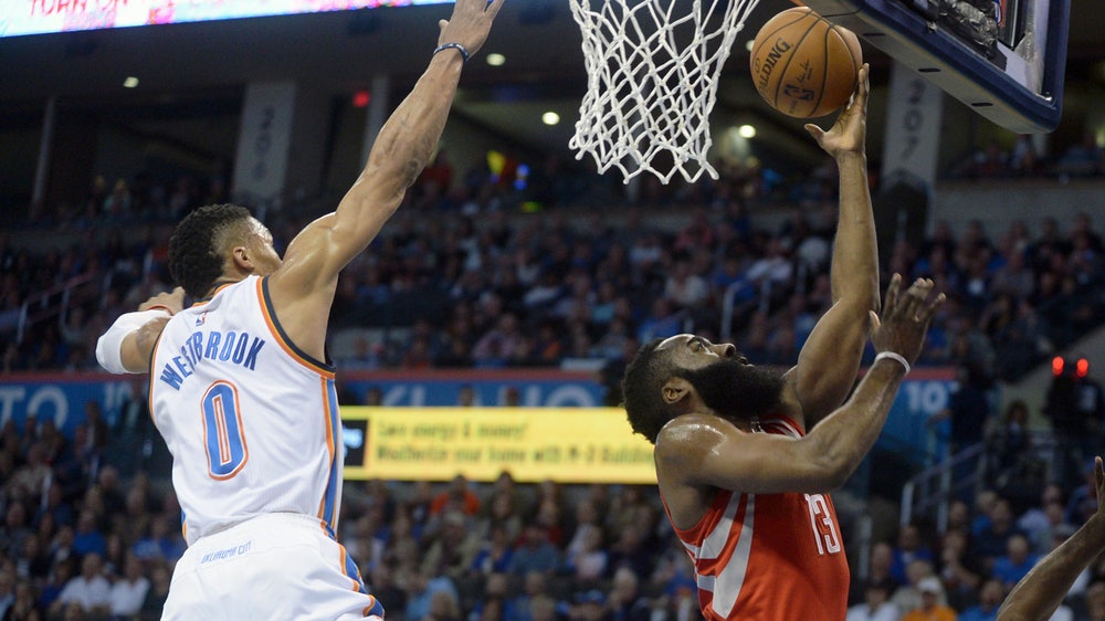 Check Russell Westbrook go beast mode on James Harden