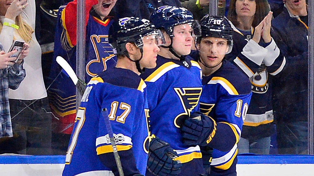 Blues' top line leads the way in 8-3 rout of Oilers