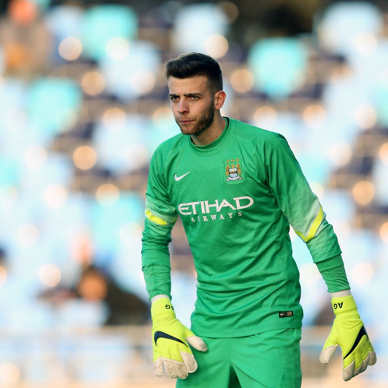 Manchester City No1 C.Bravo Green Goalkeeper Kid Soccer Club Jersey