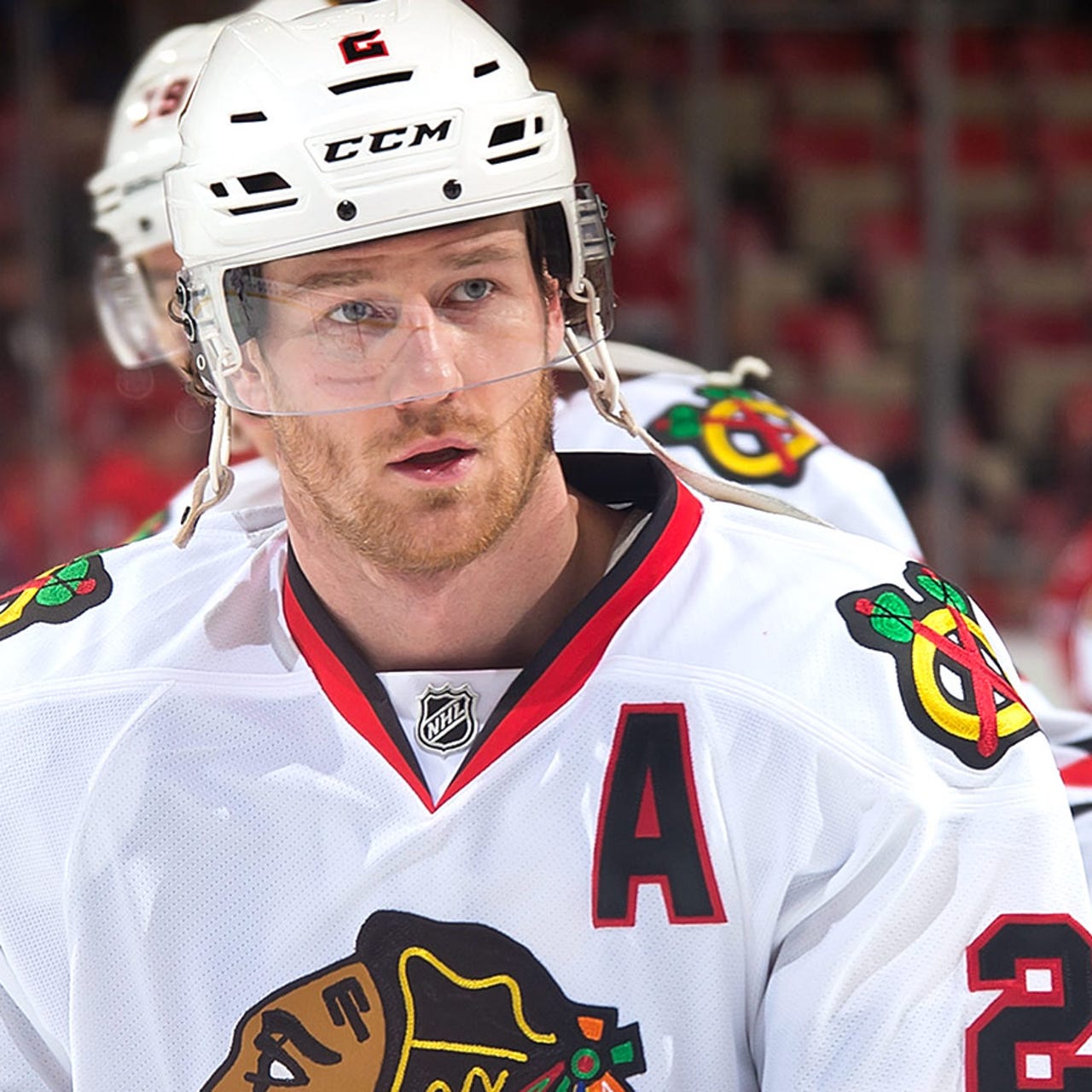 Chicago Blackhawks defender Duncan Keith warms up before an NHL