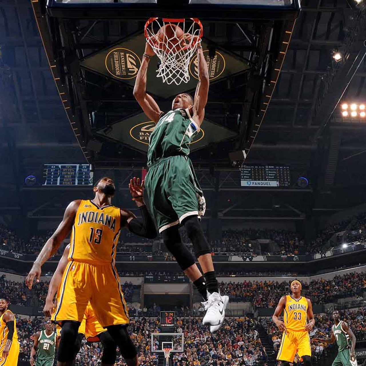 Giannis Antetokounmpo Dunks From Outside The Three Point Line