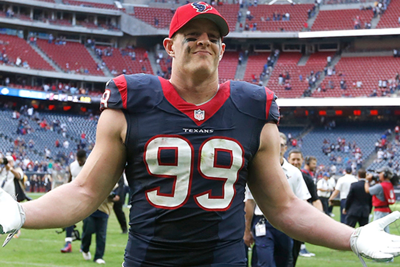 J J Watt Dressed In Ridiculous Penn State Get Up After Losing Bet To Devon Still Fox Sports