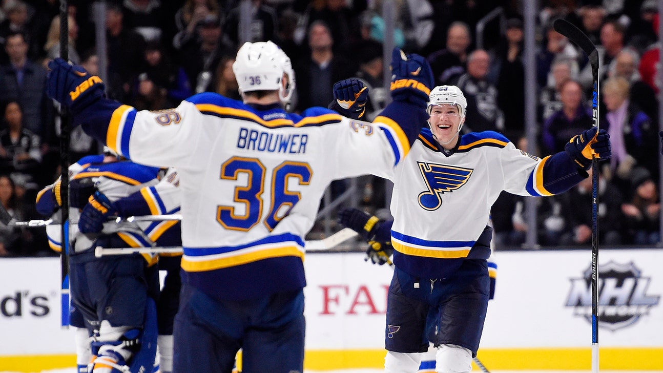 Blues snap losing streak with 2-1 shootout win in Los Angeles