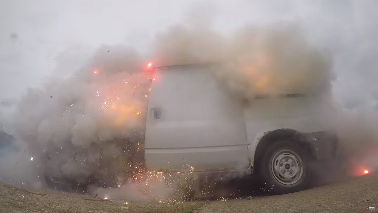YouTuber answers question: What if a load of fireworks went off in my van?