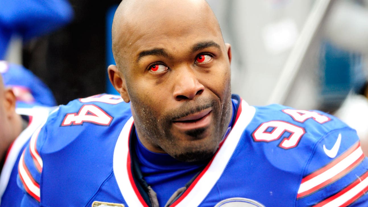 What's up with that? Mario Williams rocks red contact lenses