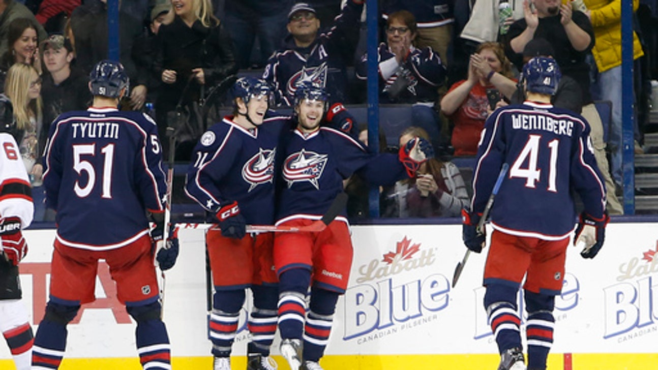 Rookie Bjorkstrand leads Blue Jackets past Devils 6-3