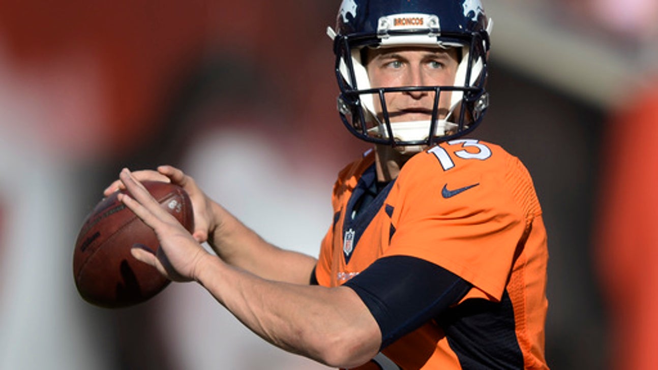 Trevor Siemian a spectator at Broncos practice Wednesday