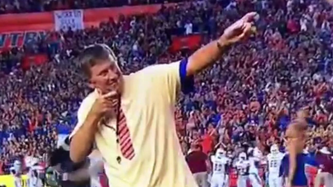 Steve Spurrier does the Usain Bolt celebration (Video)
