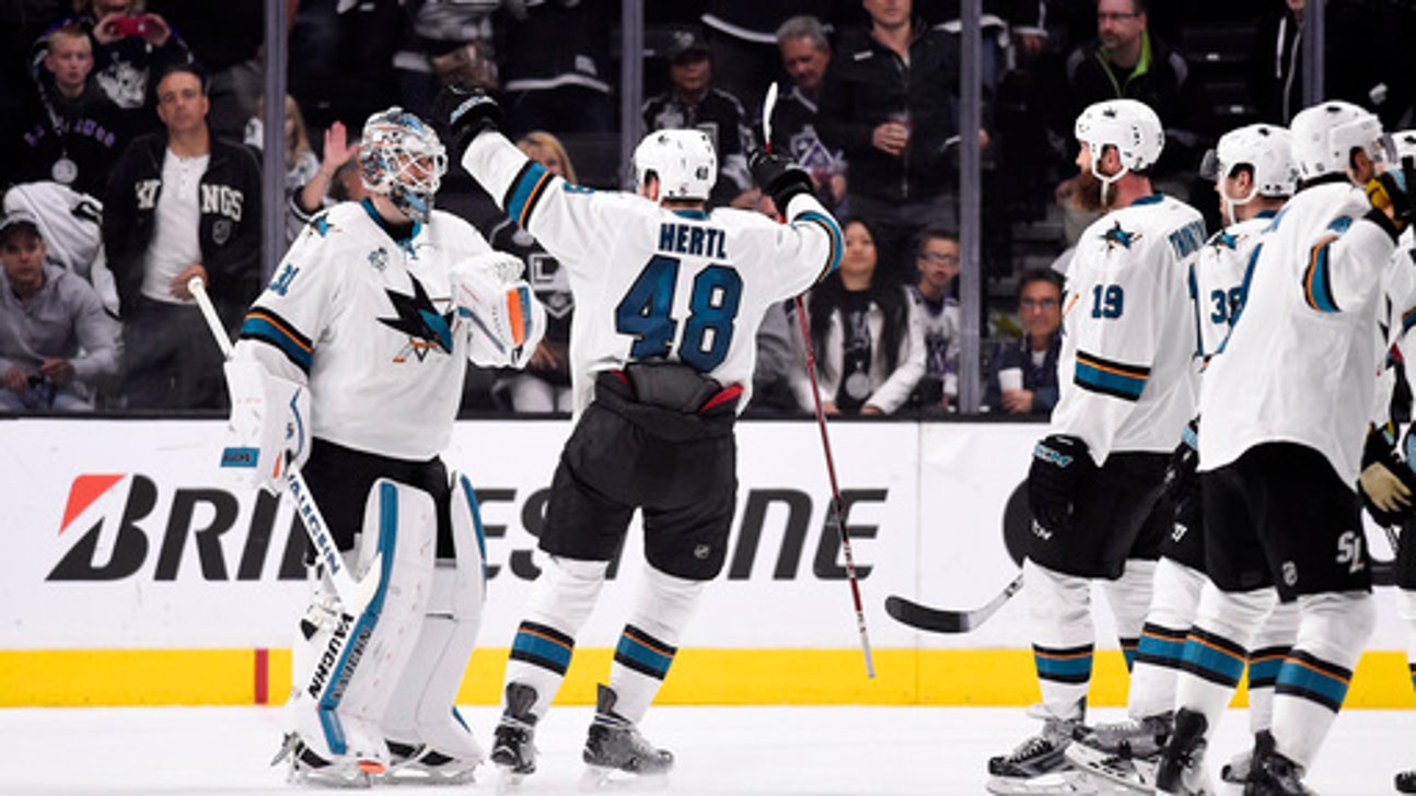 Sharks blow 3-goal lead, but rally to eliminate Kings 6-3