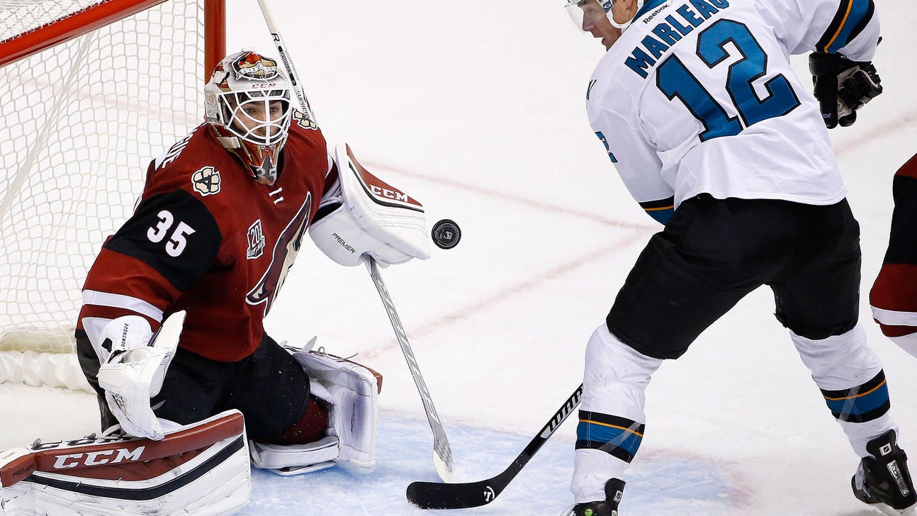 Domingue makes 39 saves; Coyotes edge Sharks