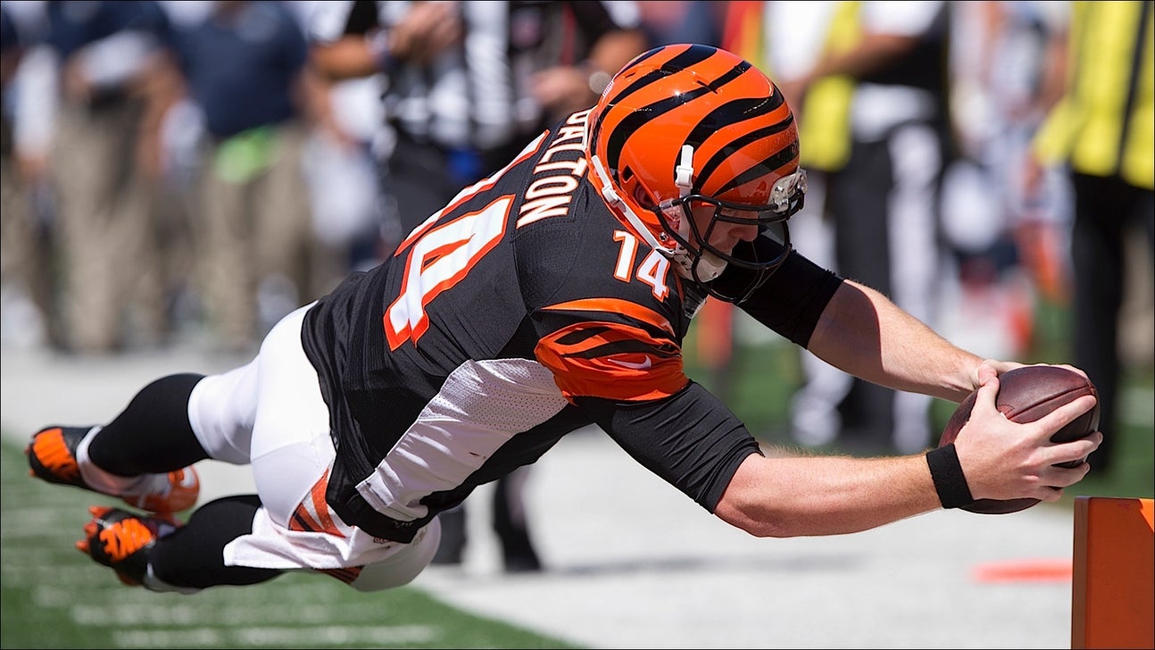 Andy Dalton flips the script, catches a touchdown pass