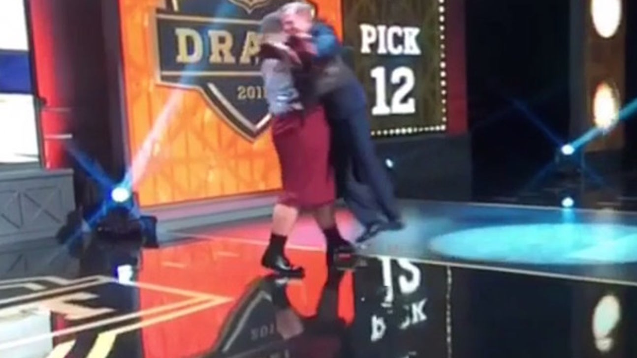 Browns draft pick Danny Shelton bear hugs Roger Goodell