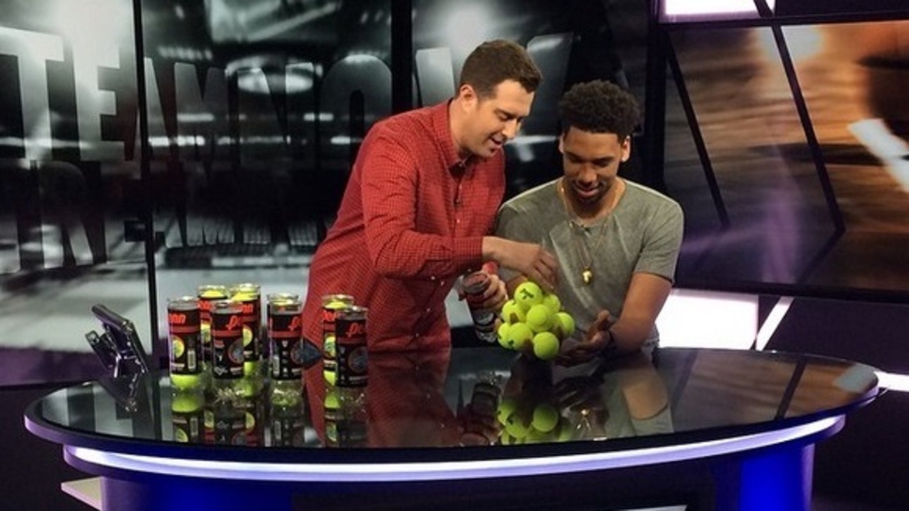 Jahlil Okafor somehow held 13 tennis balls in his hand