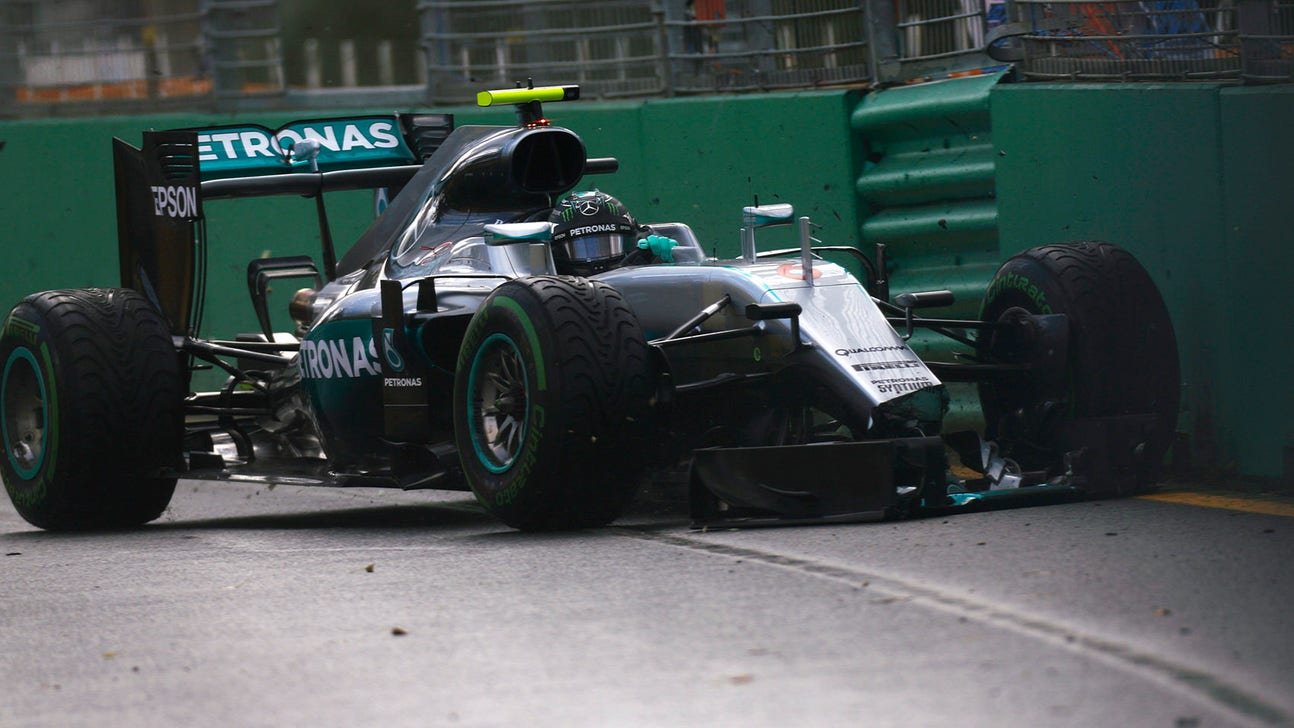 Rosberg gets into wall during wet first day of F1 practice