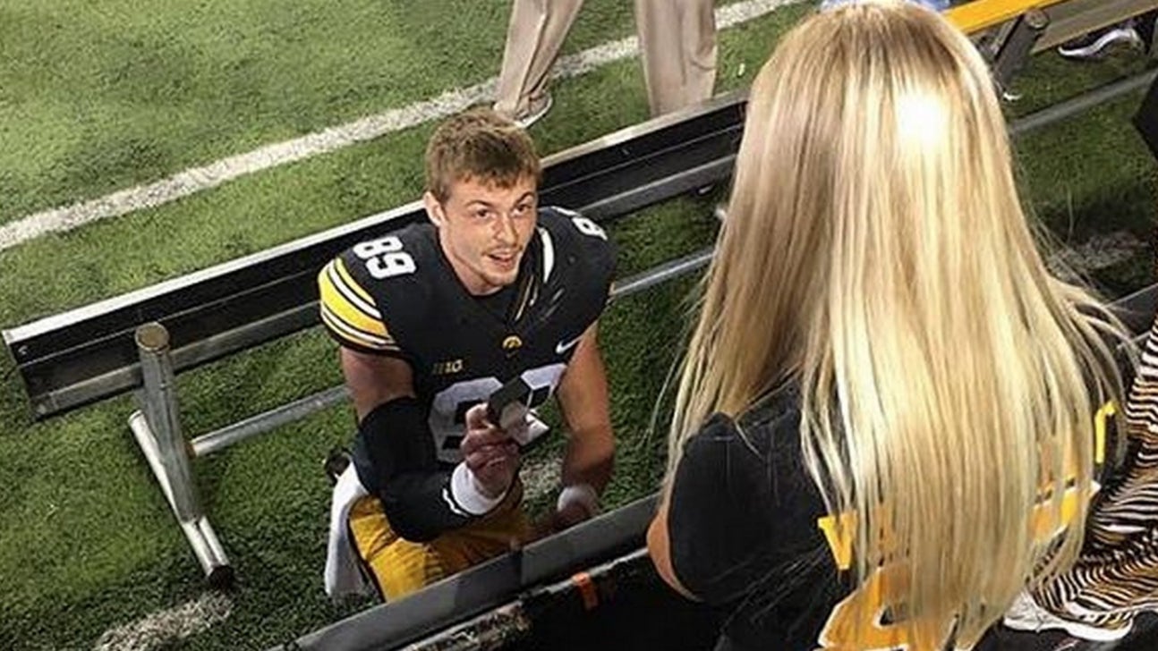 Iowa wide receiver pops the question after career game