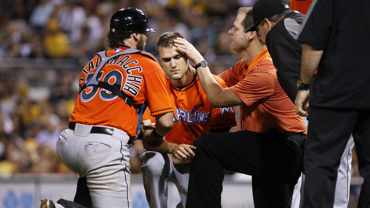 Marlins LHP Dan Jennings hit in head by liner