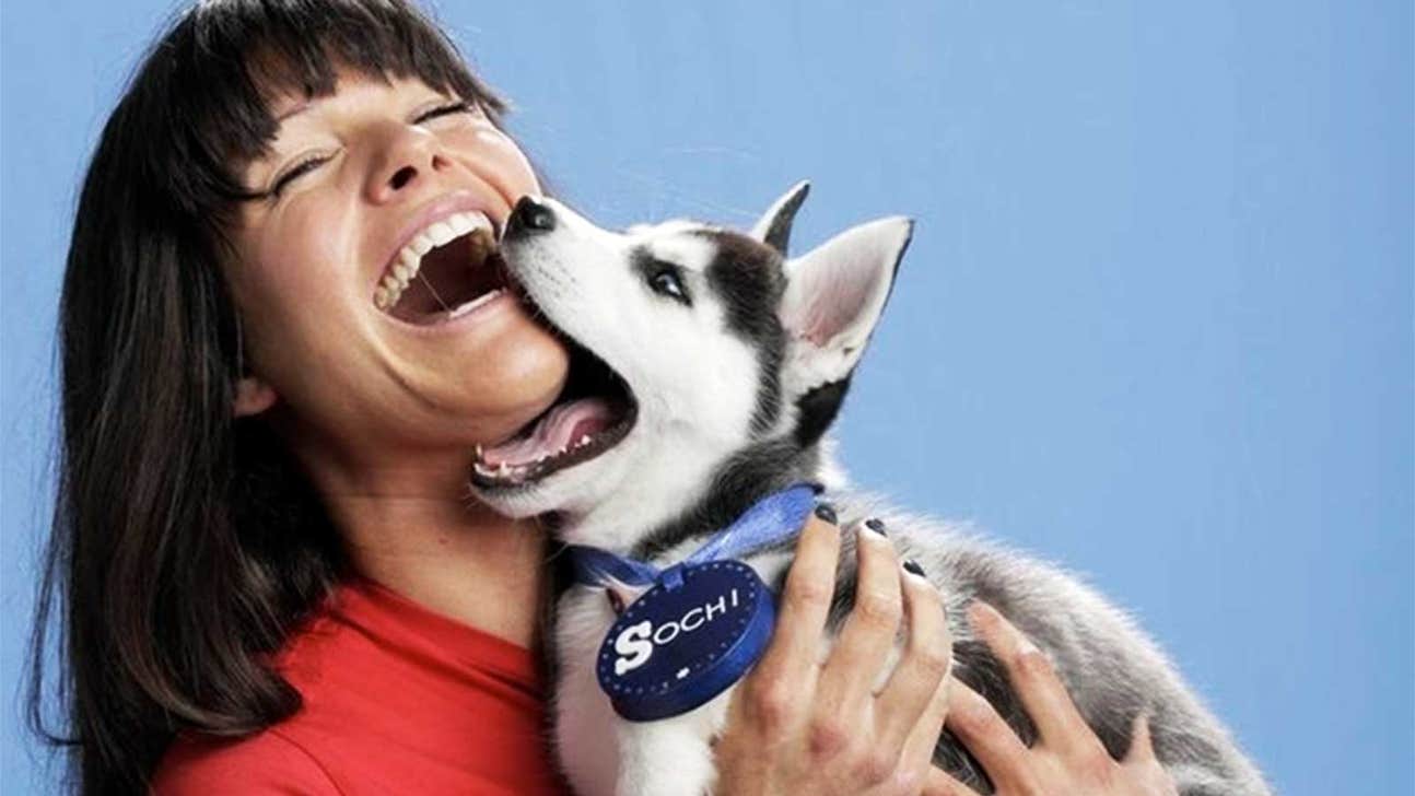 Aww, Olympians and puppies. Need we say more?