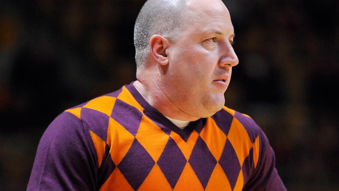 Virginia Tech's Buzz Williams wears a T-shirt honoring Frank Beamer