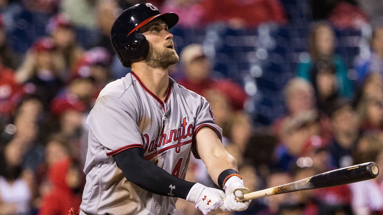 Watch Bryce Harper hit a home run into the bathroom