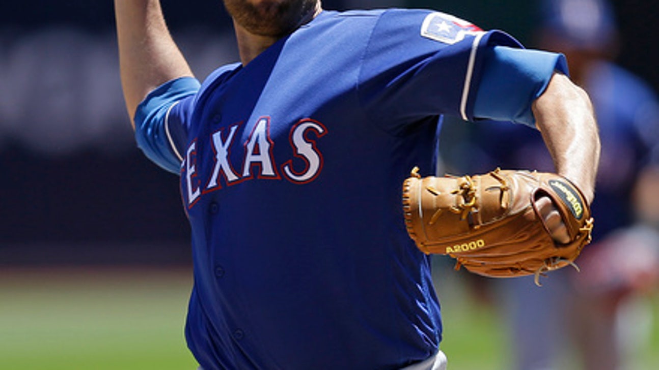 Rangers righty Lewis pitching no-hitter 8 innings vs A's