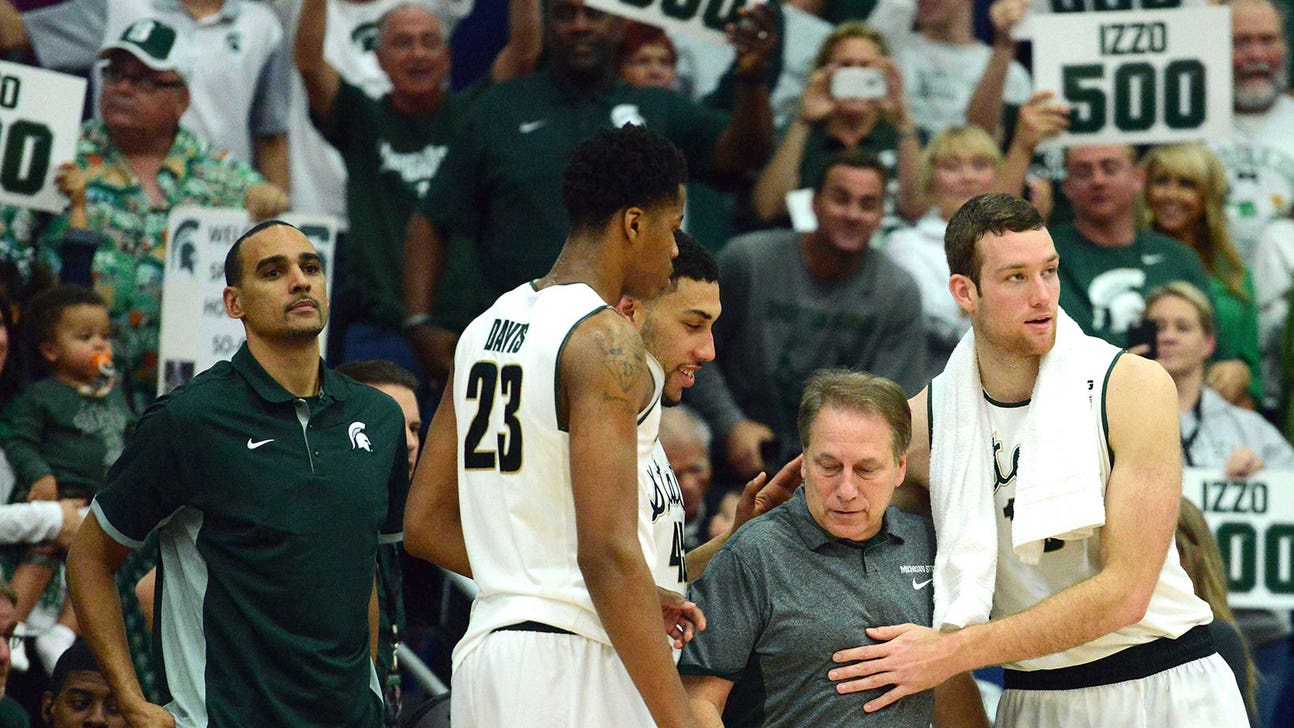 Michigan State's Matt Costello finishes one-handed dunk over Nebraska defender