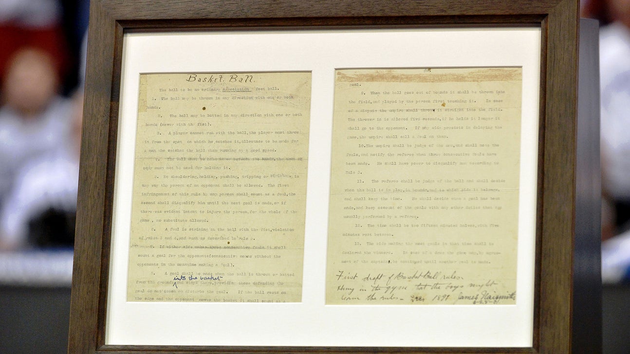 KU puts Naismith's original basketball rules on display