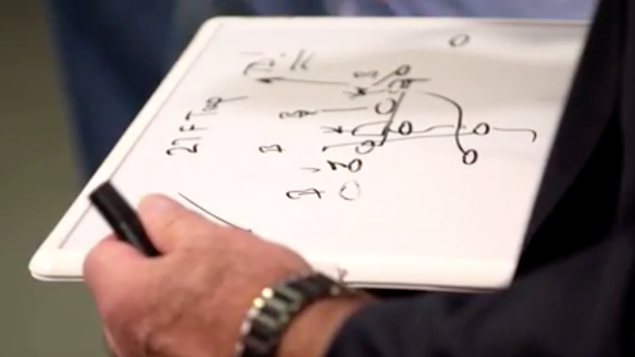 Watch Bill Belichick draw up a play from his father's 1959 Navy playbook