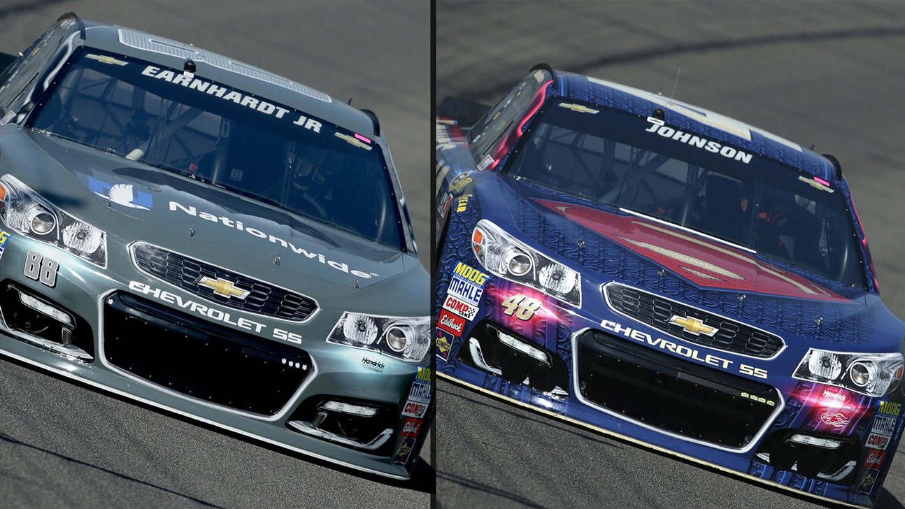 Dale Jr. and Jimmie Johnson bring Batman vs. Superman to Auto Club Speedway