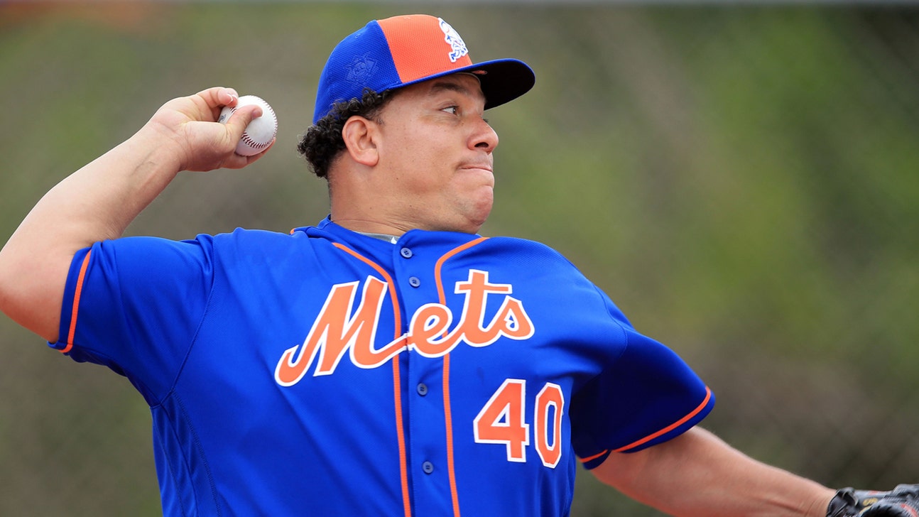 Mets pitchers practicing Bartolo's stellar behind-the-back flip during spring drills