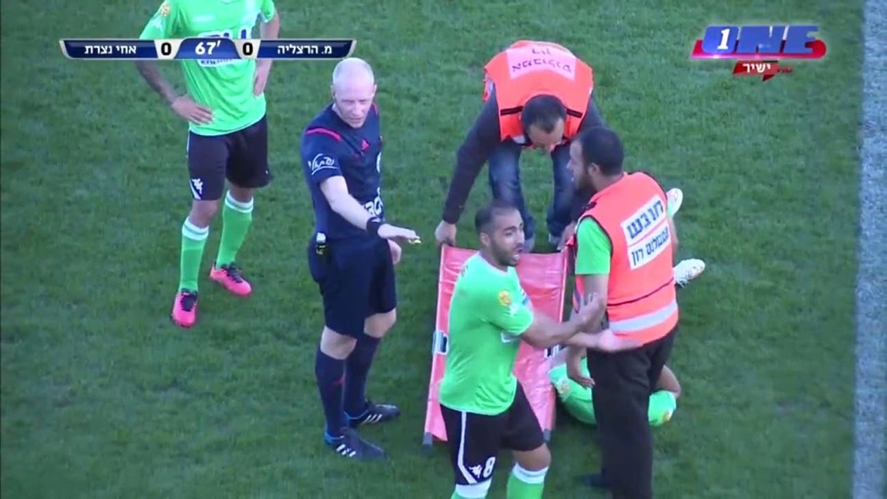Hilarious stretcher fail highlights Israeli soccer match