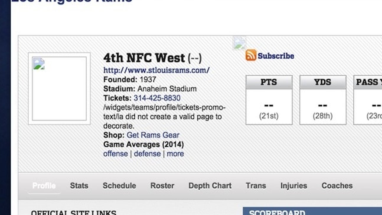NFL has a Los Angeles Rams webpage