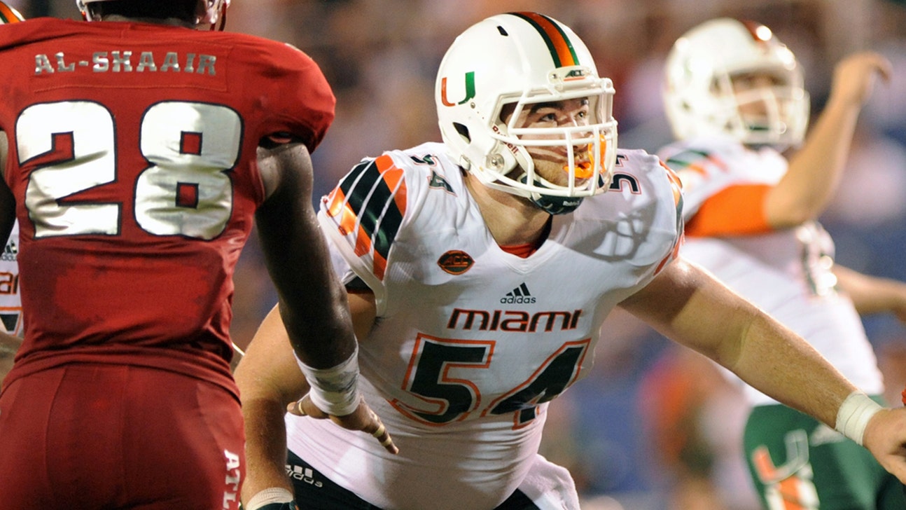 Miami offensive lineman Hunter Knighton wins Courage Award after comeback