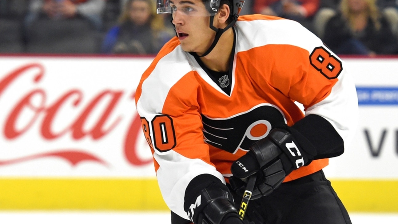 Travis Konecny dekes Frederik Andersen out of his pads (Video)