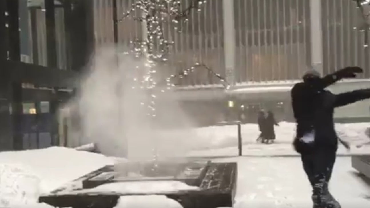 Carlos Correa plays 'baseball' during NY blizzard