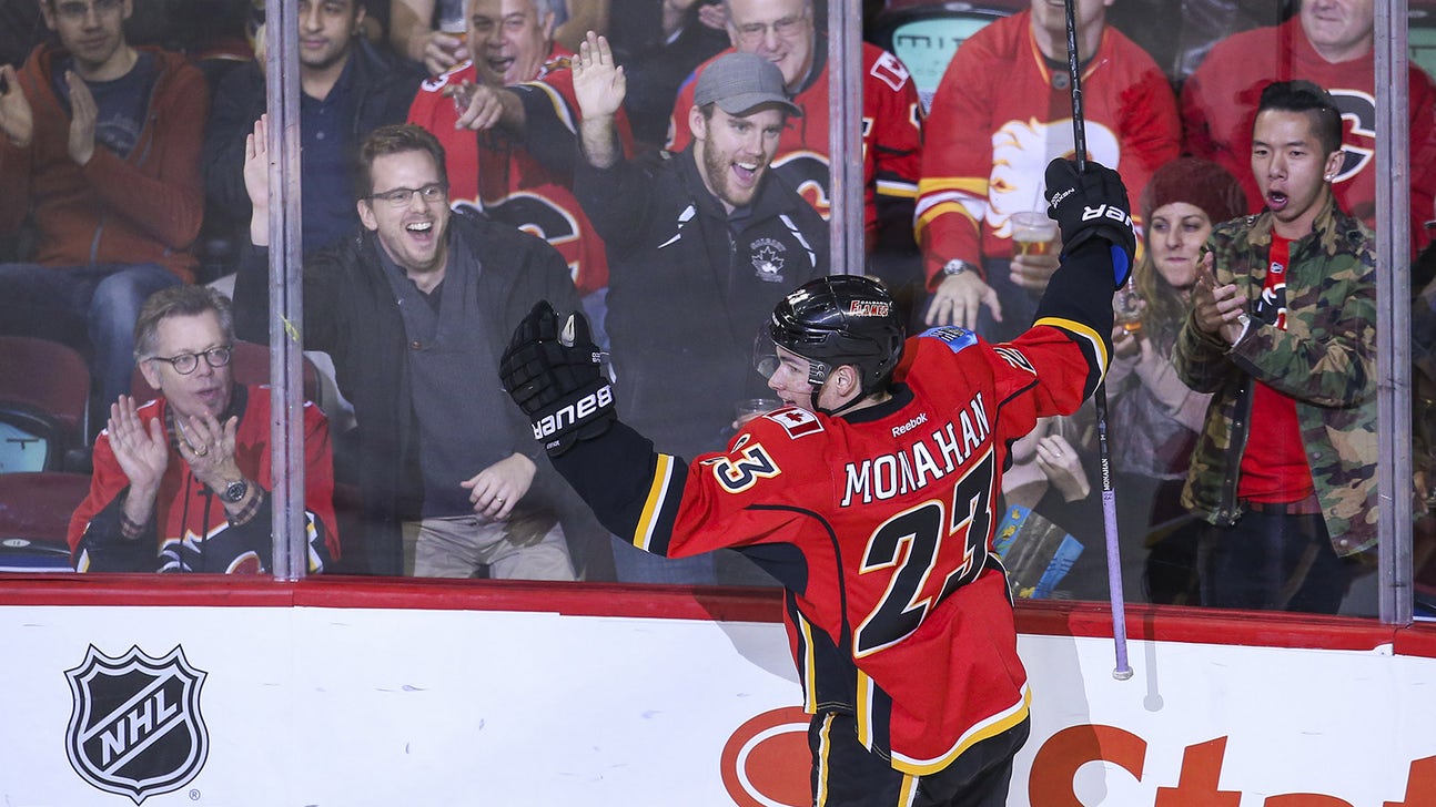 Monahan (2 goals), Hiller (16 saves) help Flames blank Hurricanes