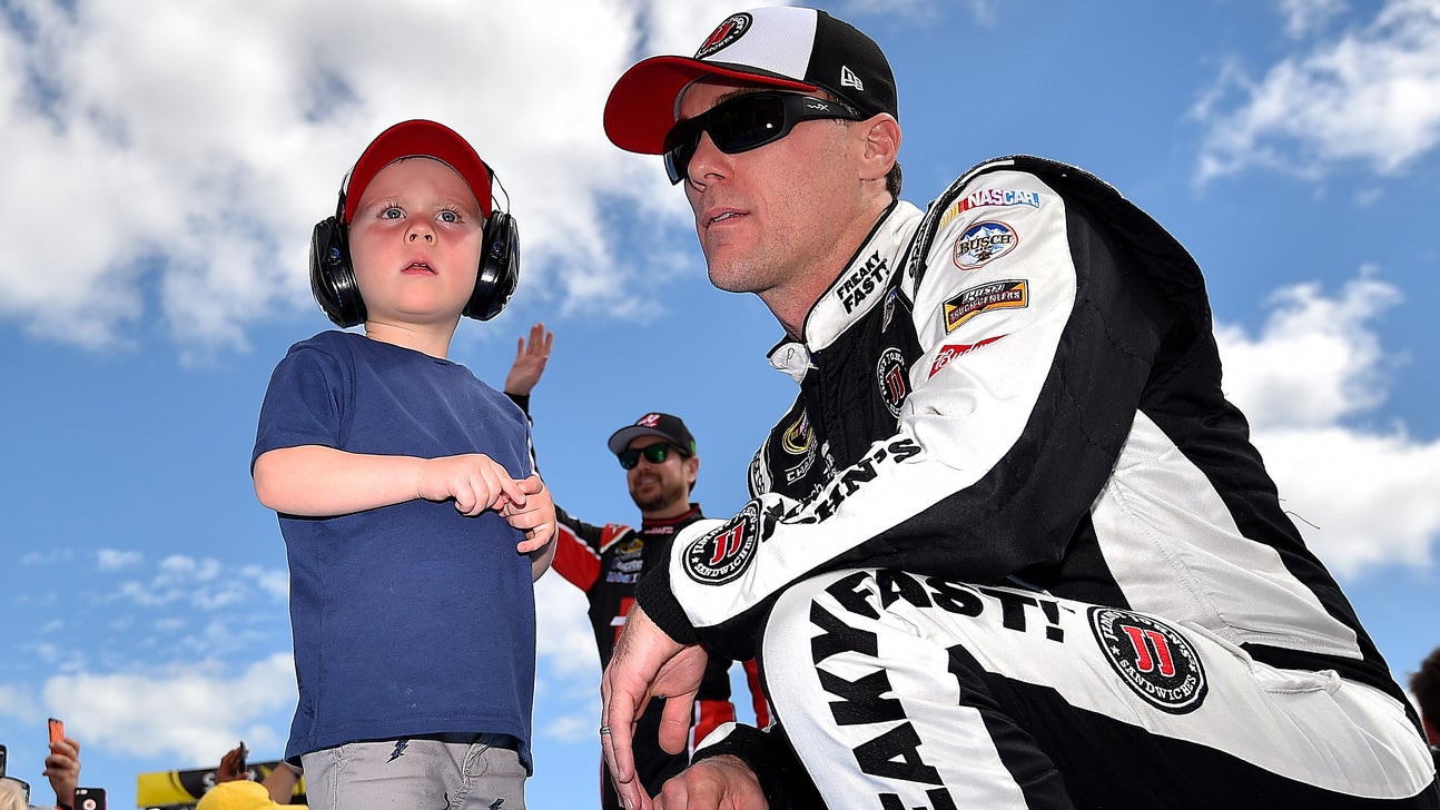 Kevin Harvick's 3-year-old son, Keelan, gets behind the wheel