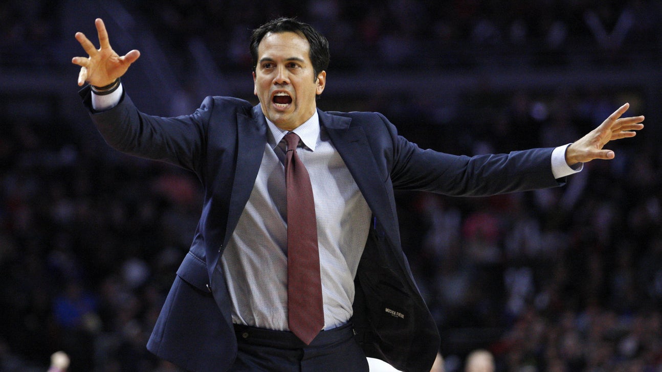 Watch Heat coach Erik Spoelstra freak out on Luol Deng in the middle of a play