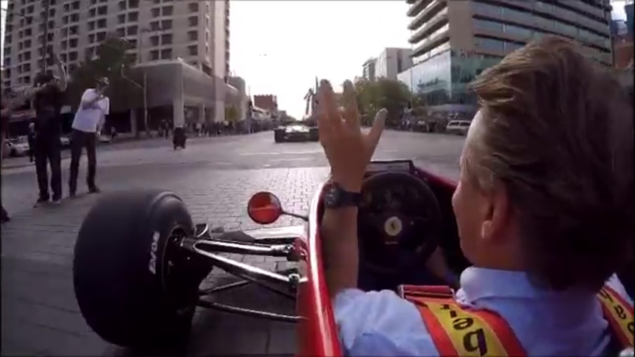 Ride onboard as a 1985 F1 car takes to public streets