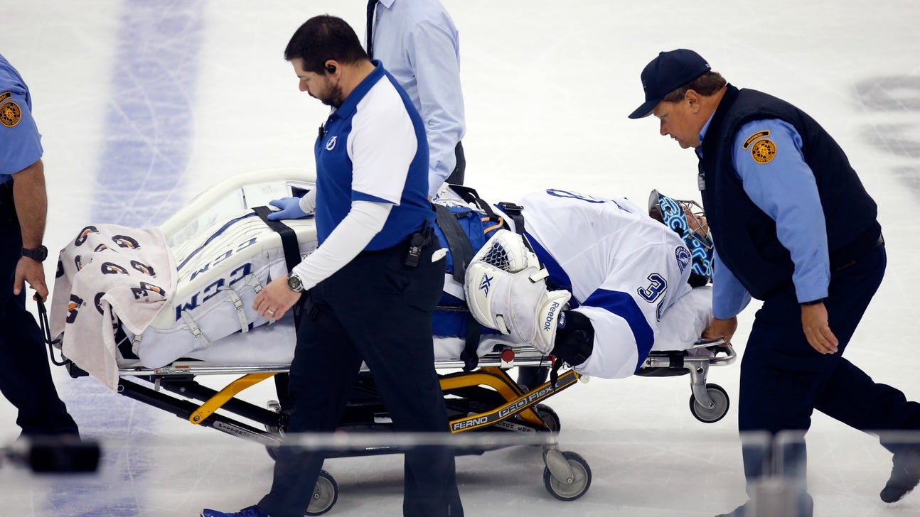 Lightning goaltender Ben Bishop stretchered off Game 1 of East finals