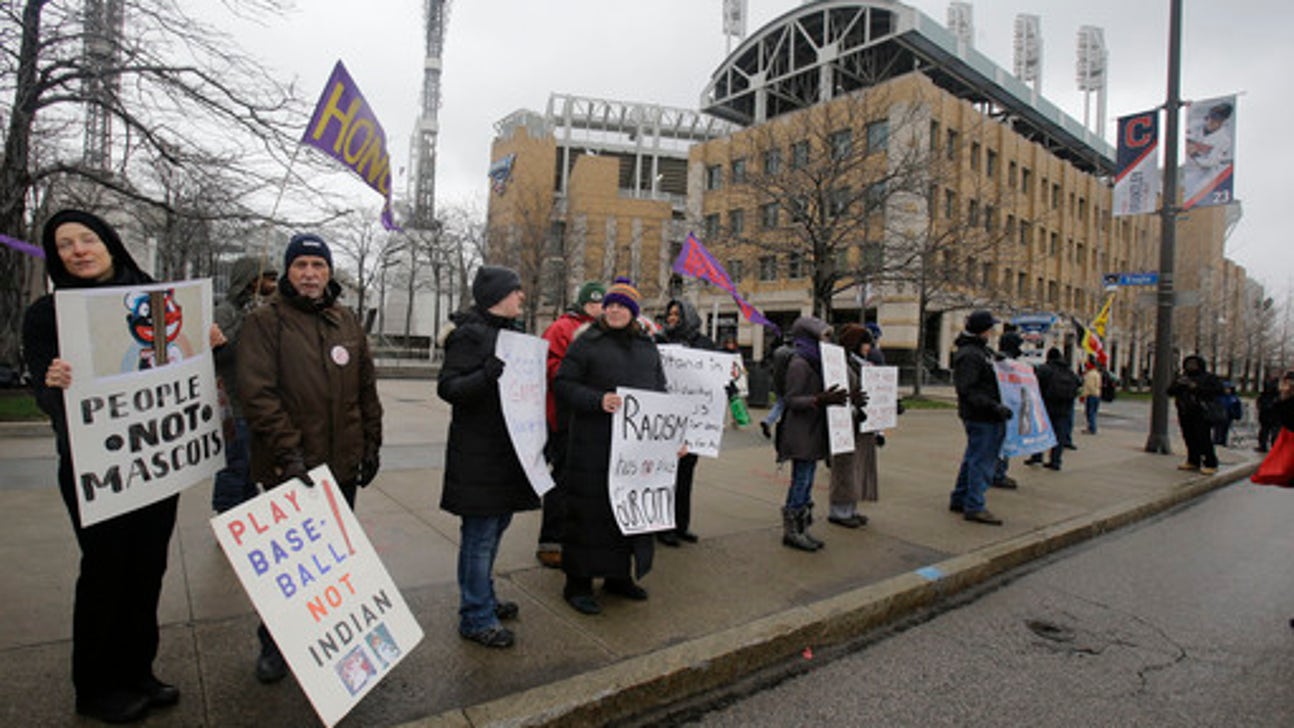 Small group protests Indians' use of Chief Wahoo logo