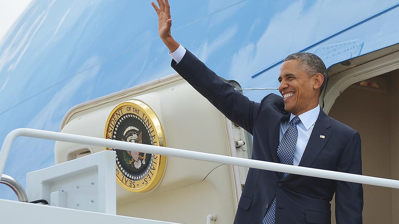 President Barack Obama watches USA-Germany on Air Force One
