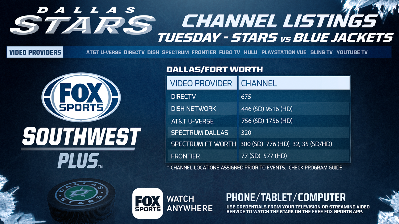 FOX Sports Plus Channel Guide November 6 – Dallas Stars vs. Columbus Blue Jackets